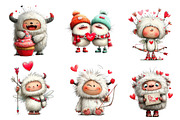 watercolor valentine cute yeti clipa, an Illustration by CreationArt (Thumbnail 2 of 4)