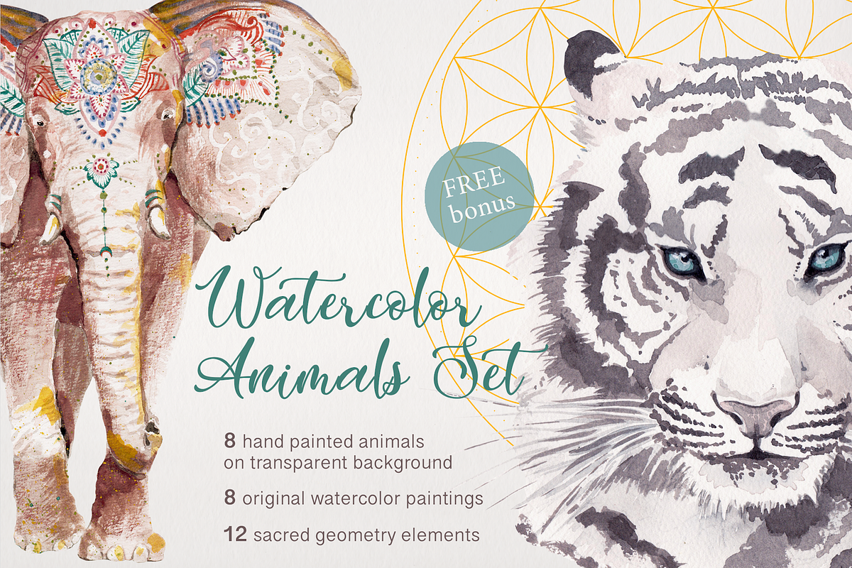 Watercolor Animals Set, an Animal Illustration by Flo Sacred Art (Photo 1 of 11)