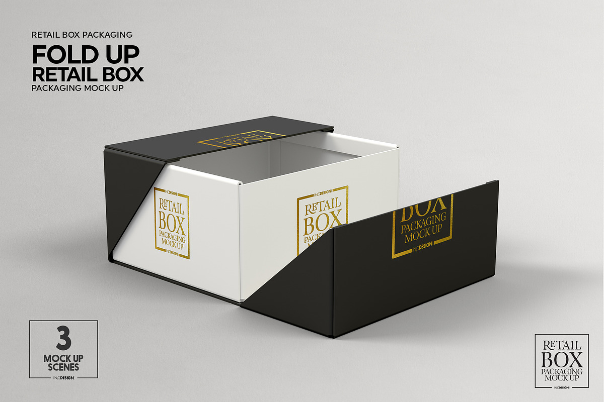 Fold Up Retail Box Packaging Mockup, a Packaging Mockup by INCDesign (Photo 4 of 7)