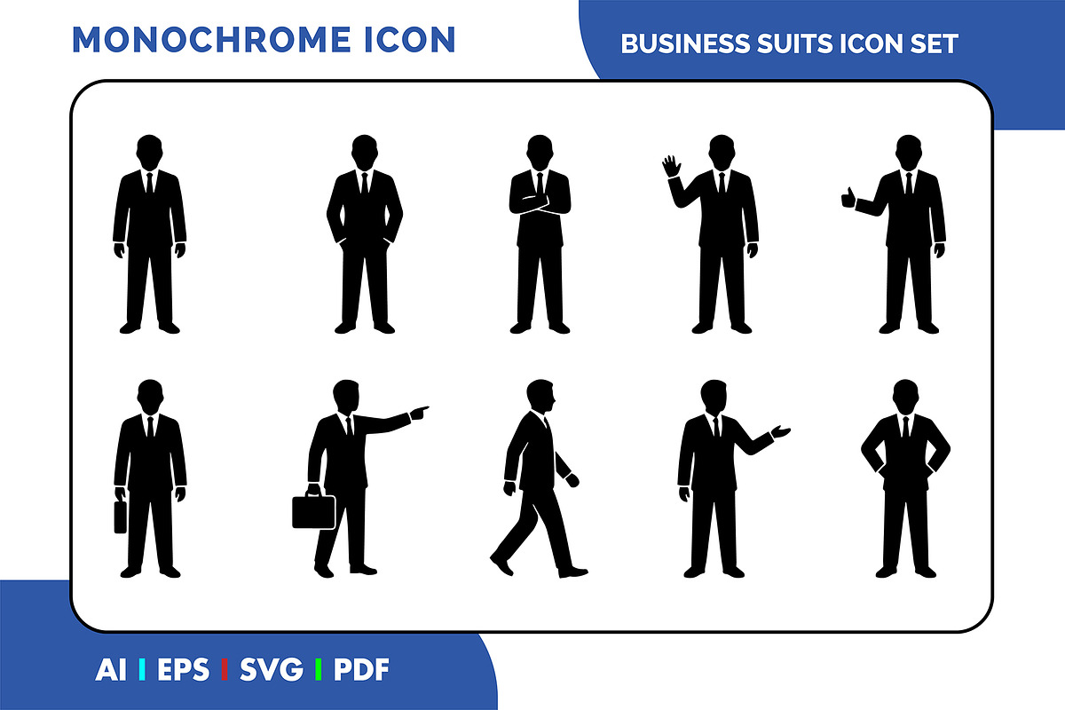 Man Suit Vector SeT Minimalist, a Solid Icon by Fontmine Studio (Photo 1 of 3)
