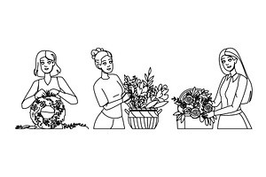 florist making flower arrangements, a Person Illustration by pikepicture