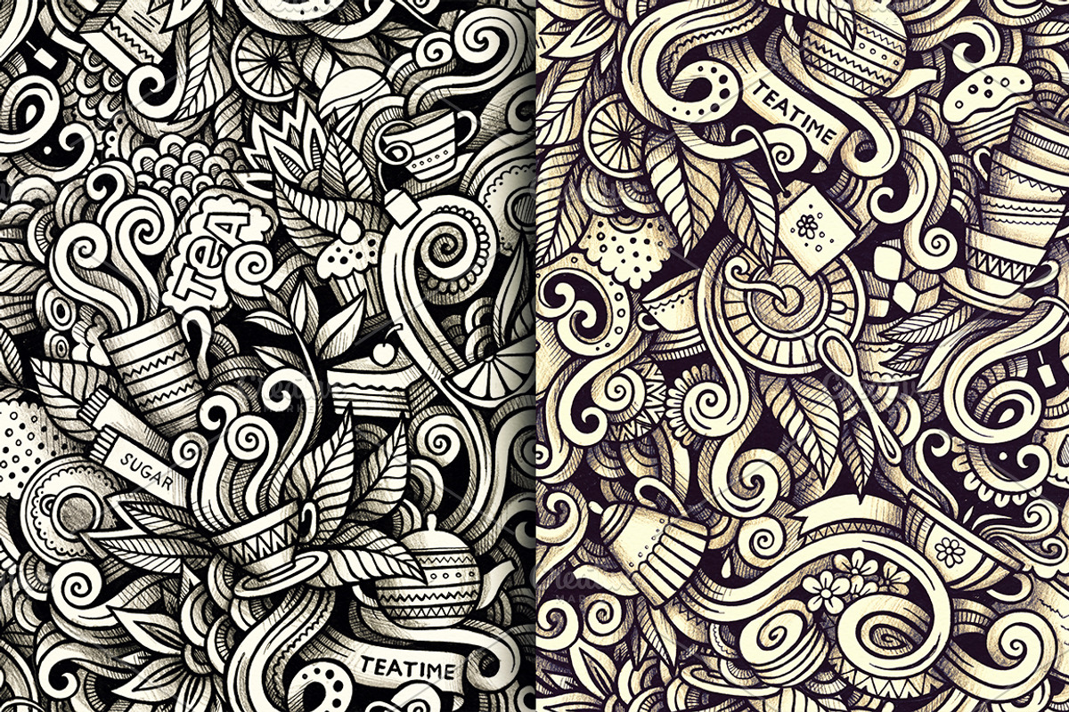 Tea Graphic Doodles Patterns, a Pattern Graphic by BALABOLKA (Photo 3 of 6)