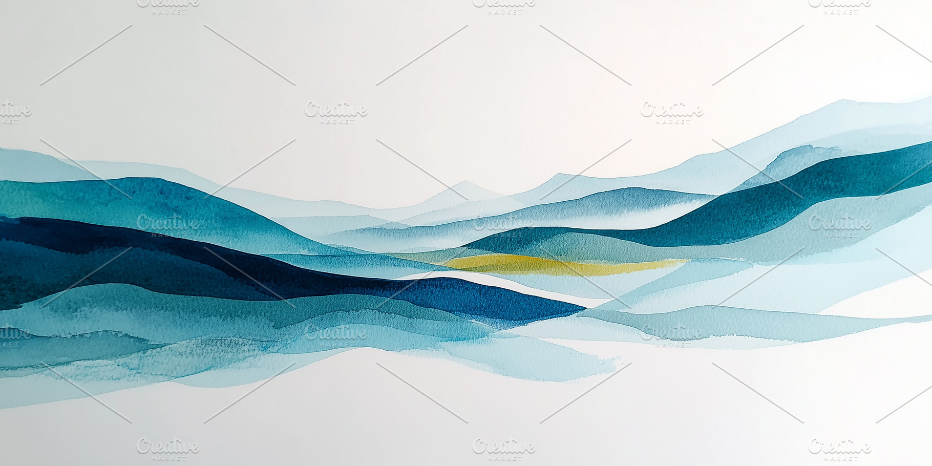 Serene watercolor landscape, a Background Photo by MistyDay