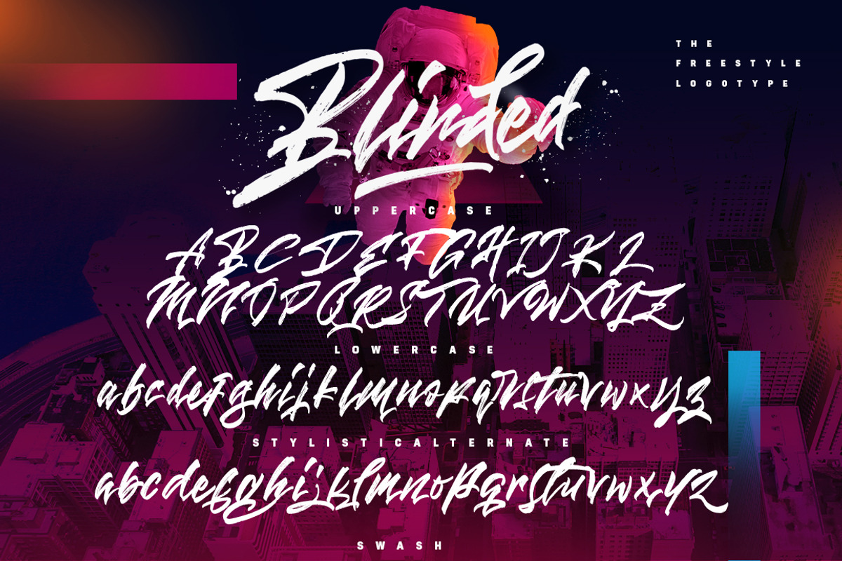 Blinded - Freestyle Logotype 25% OFF, a Script Font by Dirtyline Studio (Photo 9 of 9)