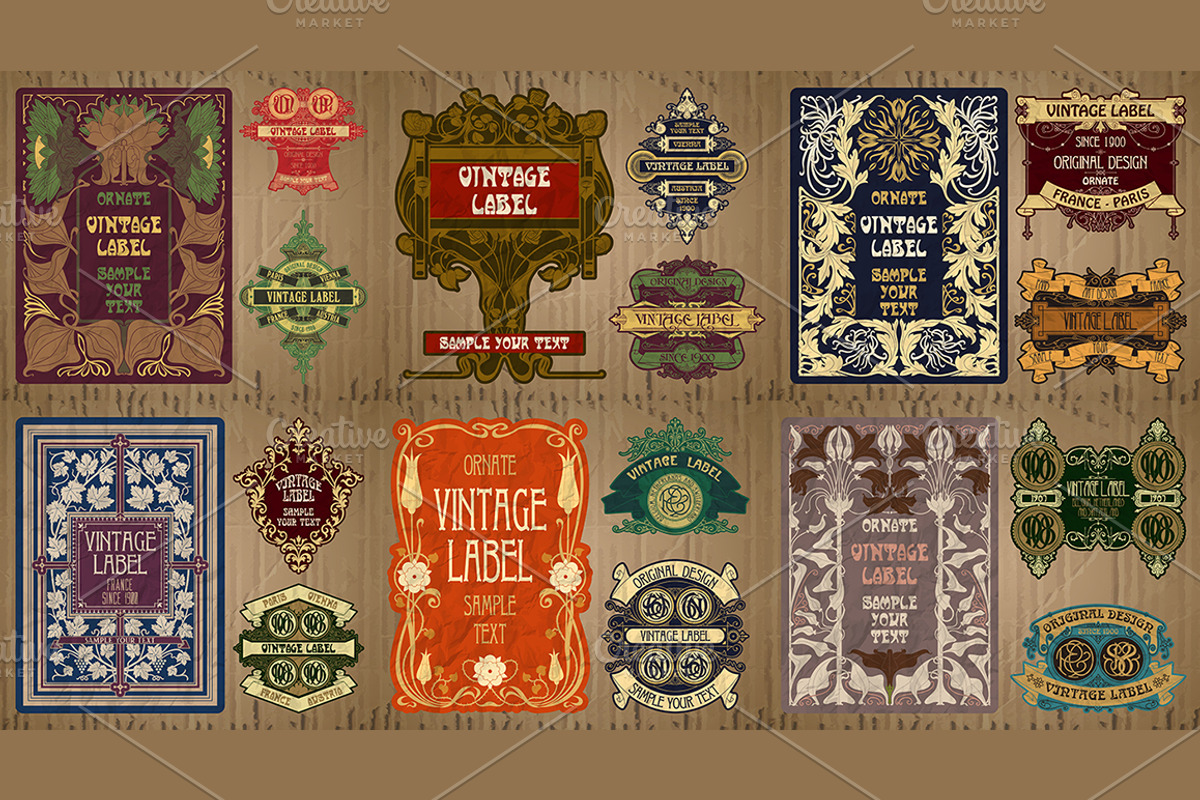 Label Art Nouveau - mega set, a Decorative Illustration by Stanislav Kharchevskyi (Photo 5 of 12)