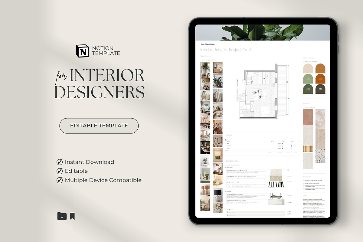 Interior Designer Notion Template, a Presentation Template by yesitisprintable (Photo 4 of 6)