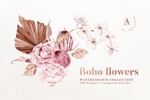 Boho Flowers Watercolour Collection