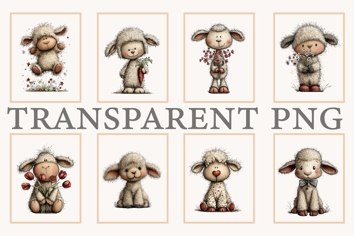 Whimsical Easter lamb clipart, an Illustration by Designworld (Photo 3 of 7)