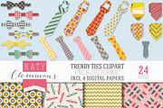 Trendy Ties clip art pack, an Illustration by Katy Clemmans (Thumbnail 1 of 5)