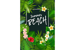 Summer Vacation Tropical Palm Leaves