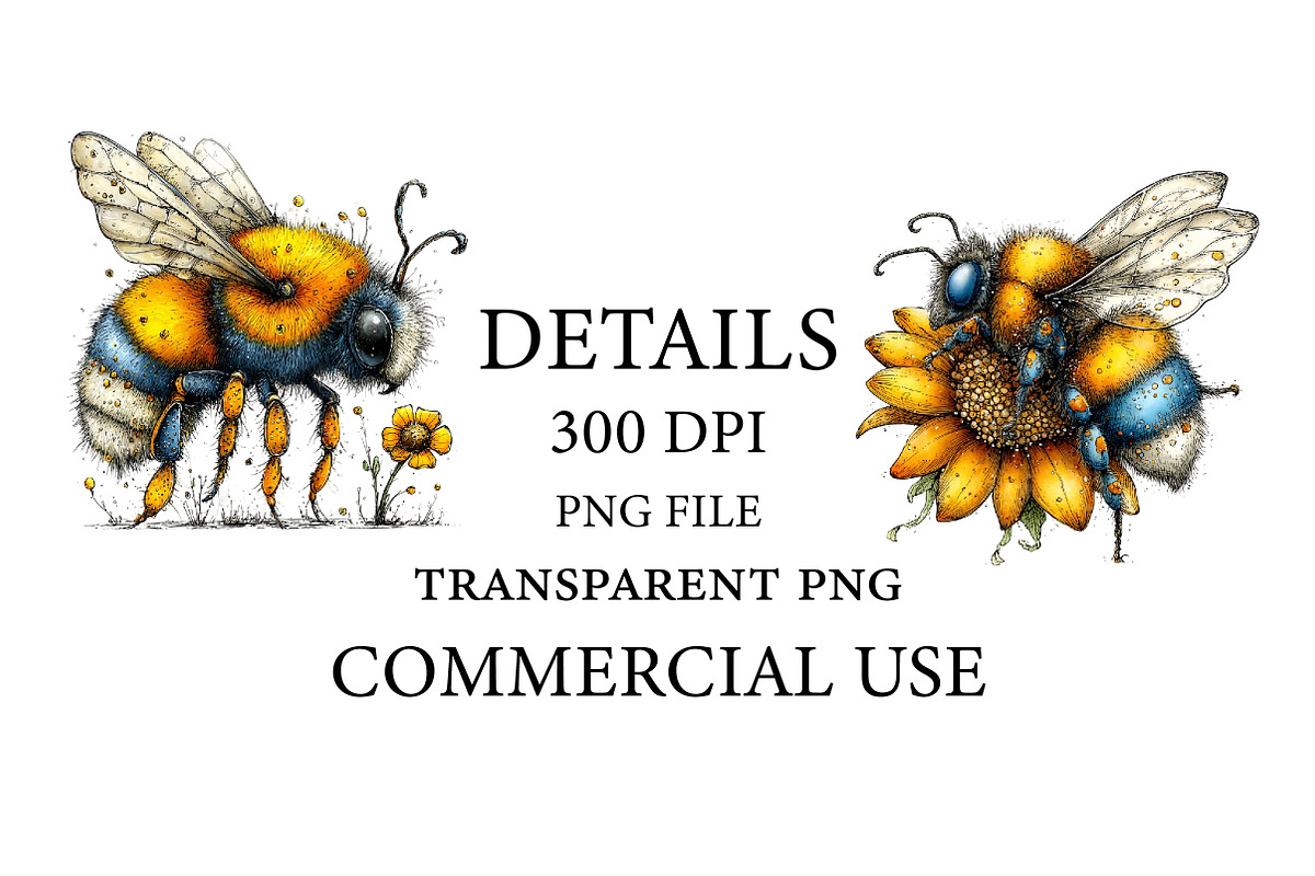 Whimsical Bee Sunflower Clipart, a Seasonal Illustration by Designworld (Photo 3 of 9)