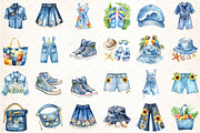Summer Denim Clipart Bundle, an Illustration by DreamCafeArt (Thumbnail 2 of 6)