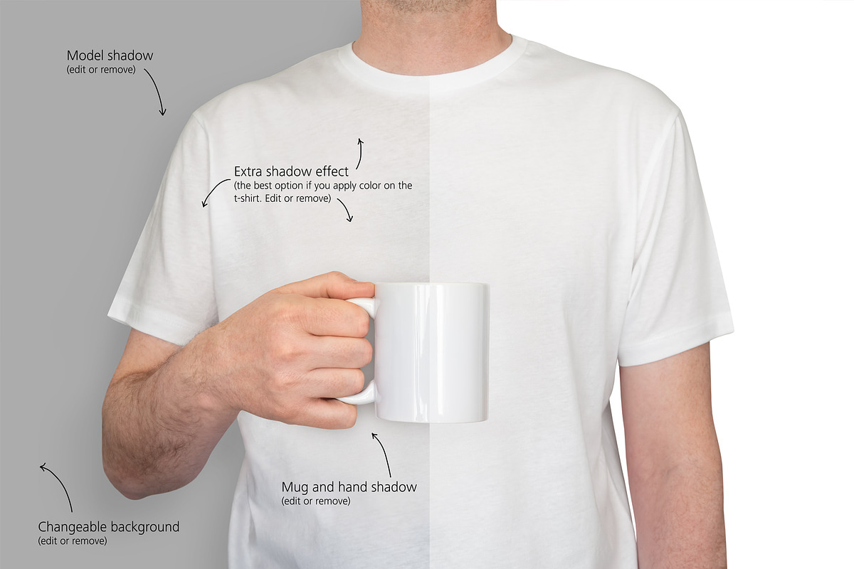 Mug mockup and editable T-shirt, a Shirt Mockup by Make Beautiful Things (Photo 2 of 4)