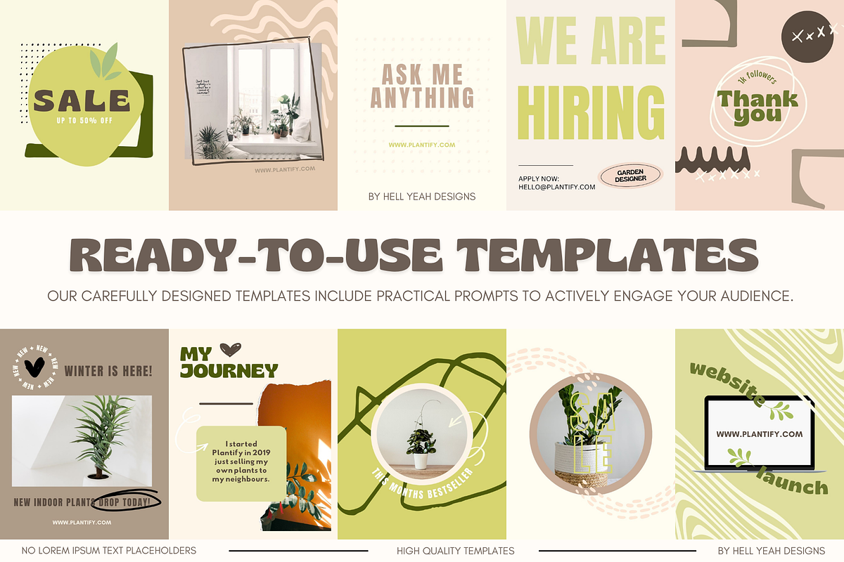 Groovy Green Instagram Templates Set, a Social Media Template by Hell Yeah Designs (Photo 2 of 11)