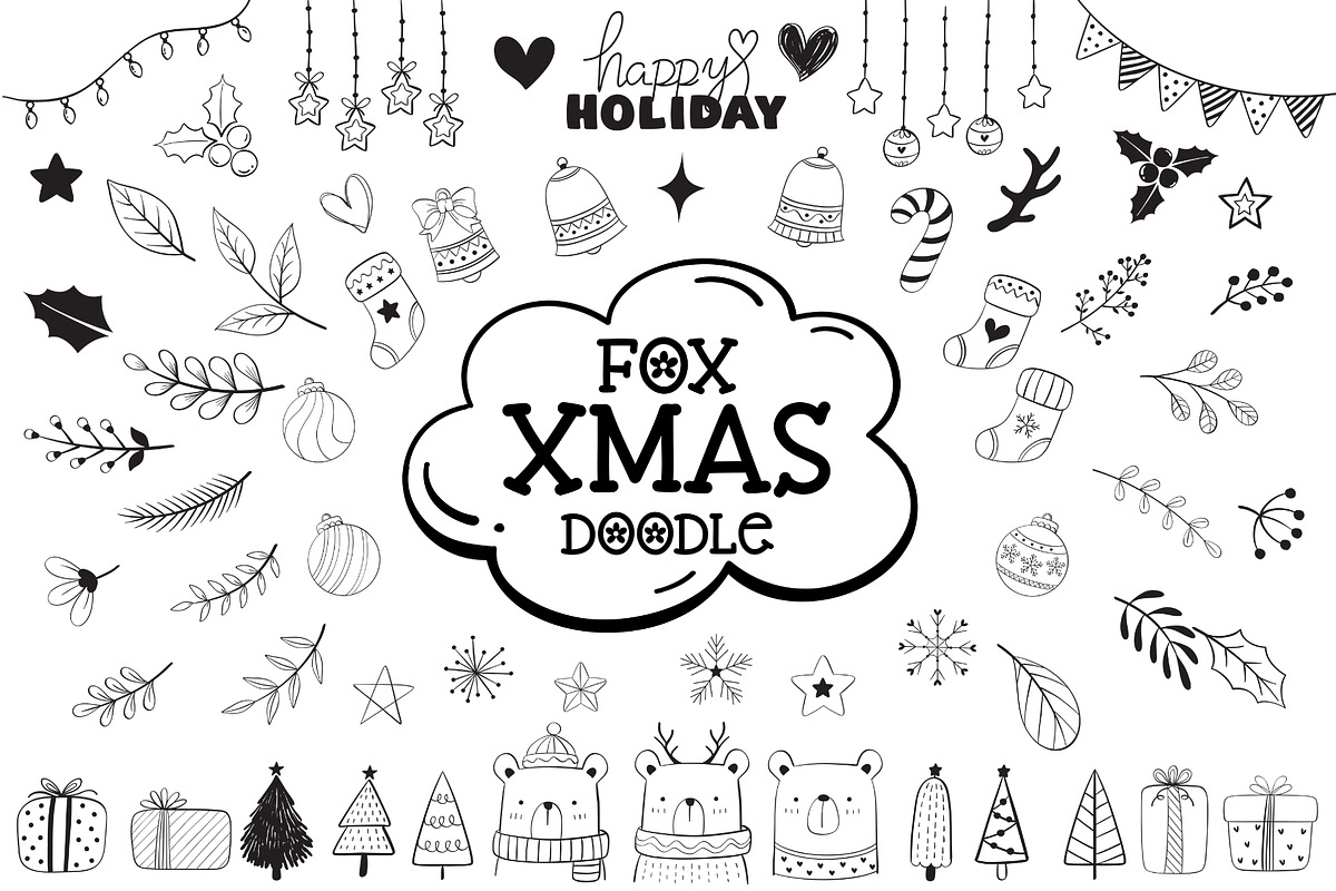 Fox Xmas Doodle Dingbat Font, a Symbol Font by Fox7 By Rattana (Photo 1 of 7)
