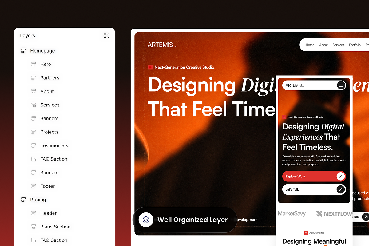 Artemis - Creative Agency Website, a Landing Page Template by SLAB! Design (Photo 2 of 5)