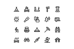 Camping Line Icons