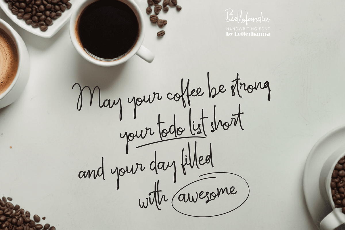 Bellofandia Font, a Handwritten Font by Letterhanna Studio (Photo 2 of 15)