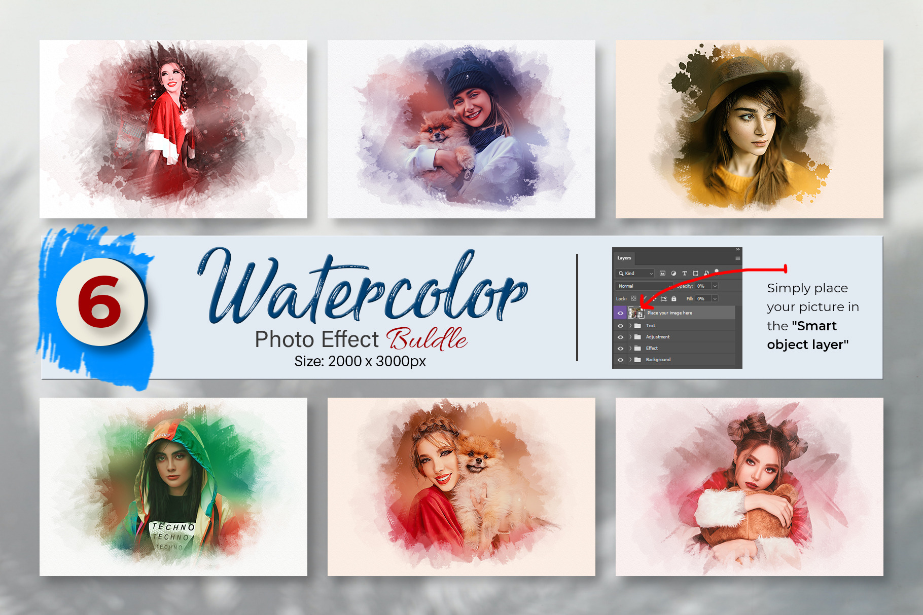 Watercolor Photo Effect Template | Creative Market