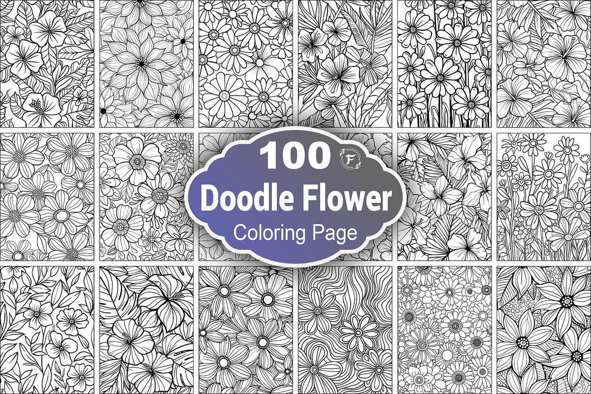 Doodles Flower Coloring Page, a Graphic by Forhadx5 (Photo 1 of 10)