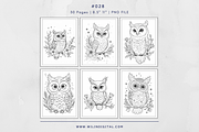 30 Floral Owl Coloring Books, an Illustration by Wilin Digital (Thumbnail 2 of 3)