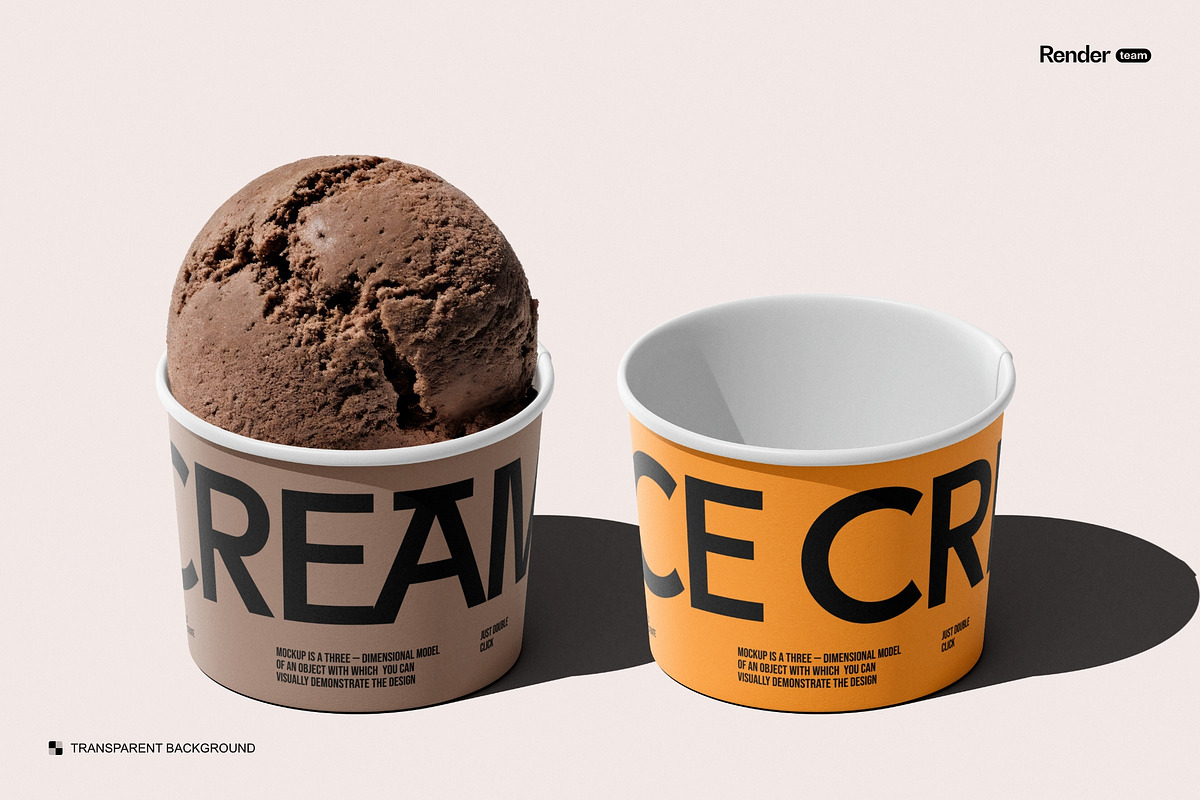 Ice Cream Cup Mockup Set, a Packaging Mockup by Renderteam (Photo 11 of 16)