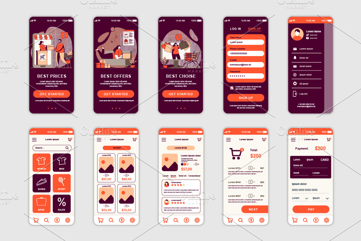 Mobile App UI Kit Template, a Templates & Theme by alexdndz (Photo 17 of 21)