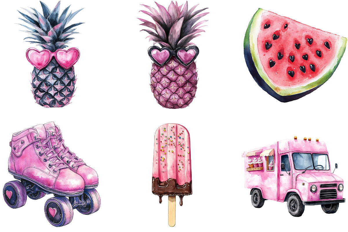Black and Pink Summer Clipart, an Illustration by DreamArtGraphic (Photo 2 of 4)