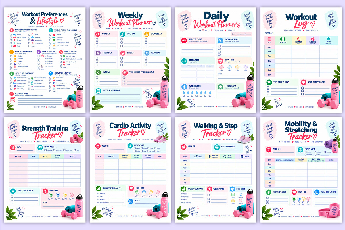 Beginner Fitness Journey Workbook, a Stationery Template by Mustafiz (Photo 3 of 4)