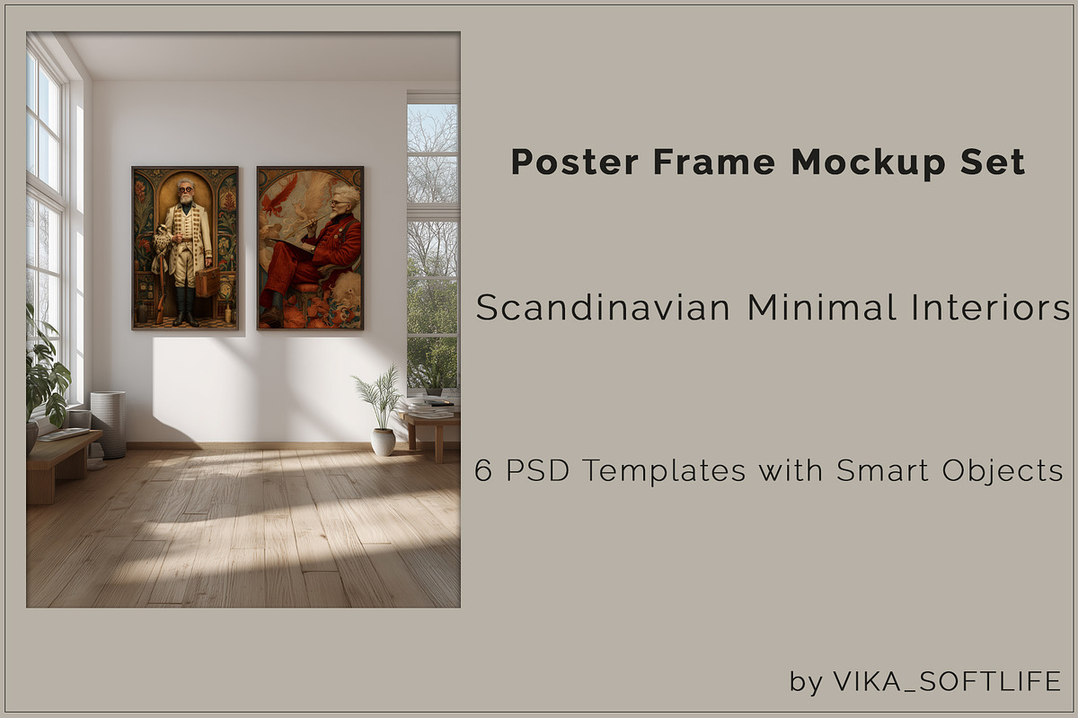 Scandinavian Poster Frame Mockup Set, a Household Mockup by Vika_Softlife (Photo 1 of 6)