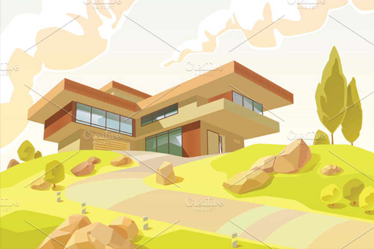 Beautiful Modern Villa, an Illustration by LEKS illustrations (Photo 2 of 3)