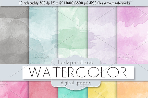 Watercolor digital paper preview 3