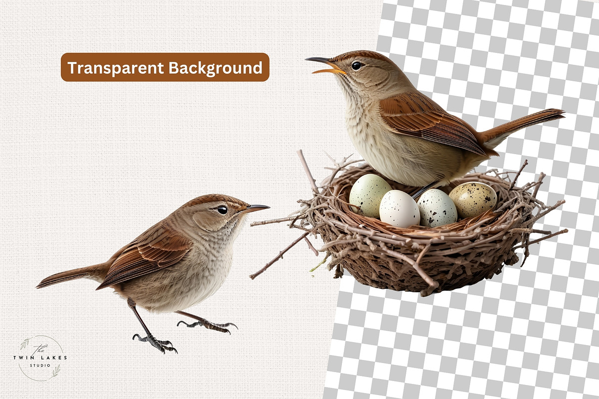 Watercolor House Wren Clipart Set, an Animal Illustration by The Twin Lakes Studio (Photo 4 of 7)
