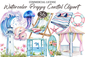 Preppy Coastal Clipart, a Seasonal Illustration by designcity5