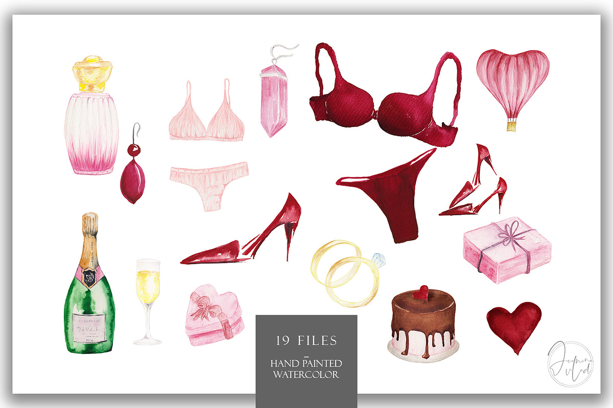 Love, Love, Love - Watercolor Set, an Illustration by Jeanina Vlad (Photo 2 of 9)