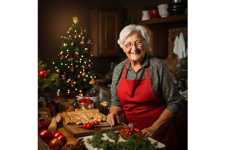 Joyful Elderly Woman Cooking