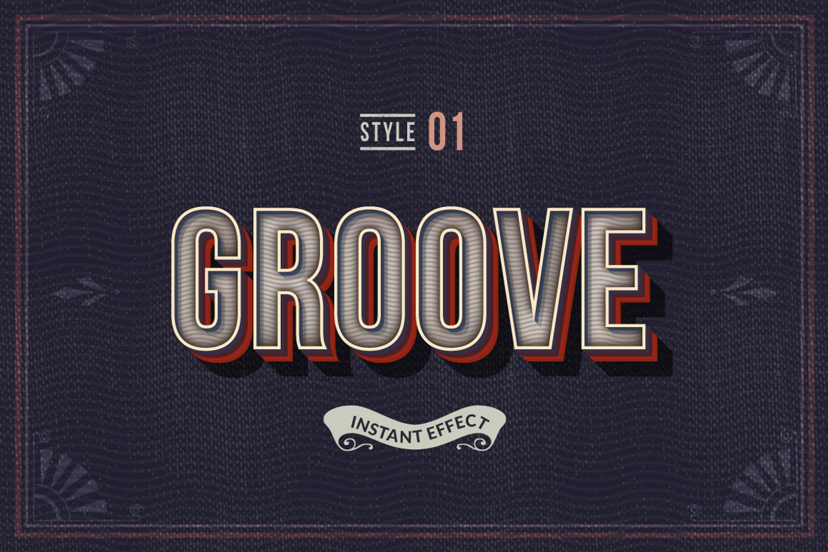 Vintage Text Effects (Illustrator), a Layer Style Add-On by Vector Galore (Photo 3 of 11)