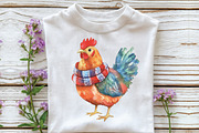 Funny Christmas Chicken Clipart, an Illustration by CraftArtStudio (Thumbnail 5 of 6)