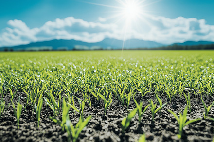 Sunlit field of young green crops, a Nature Photo by MistyDay