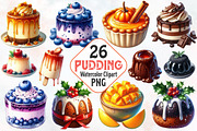 Pudding Watercolor Cliparts, an Illustration by RobertsArt (Thumbnail 1 of 8)
