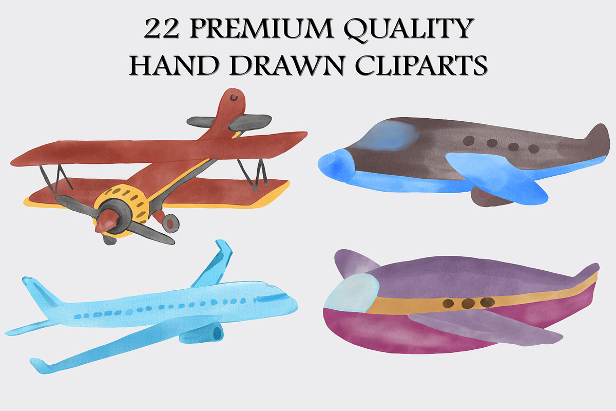 Watercolor Airplane Clipart Set, a Transportation Illustration by CropUp Creative (Photo 2 of 4)