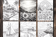 BOHO Nature Landscape Coloring Pages, a Brochure Template by LA Design (Thumbnail 5 of 10)