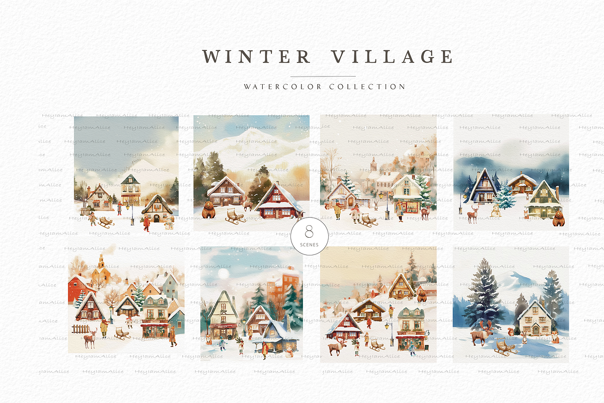 Winter Christmas Village, a Seasonal Illustration by heyiamalice (Photo 11 of 16)