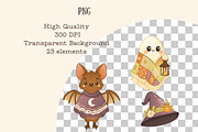 Boho Halloween Clipart & Frames, a Seasonal Illustration by Bielousova Art (Thumbnail 4 of 8)