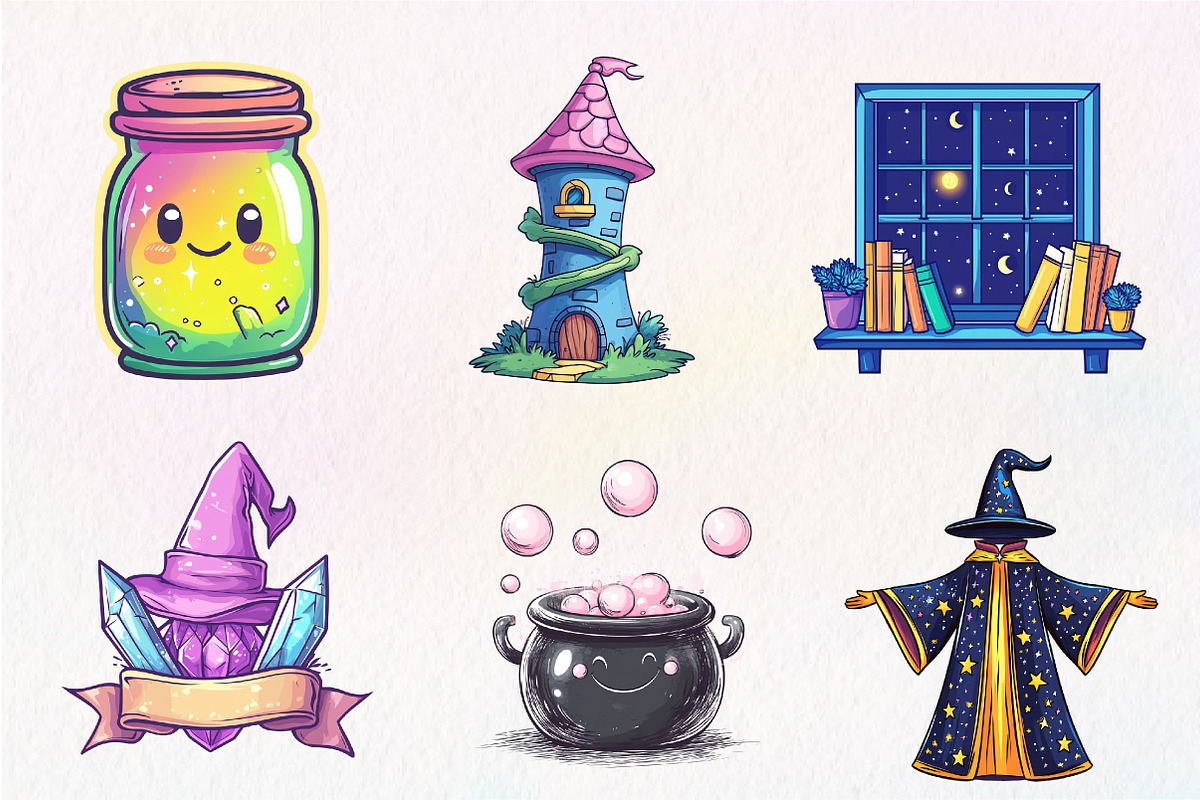 Cute Wizard School  Clipart, an Illustration by CreationArt (Photo 4 of 9)