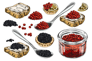 Vector set of hand drawn red and, an Object Illustration by Sabelskaya