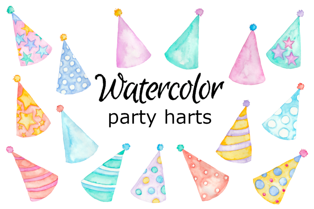 Party hats watercolour clipart, a Background Graphic by GoodFairyClipArt (Photo 1 of 2)