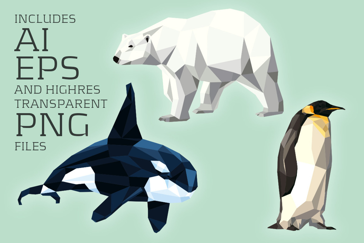 3 Arctic Polygonal Animals, an Animal Illustration by nordicworker (Photo 2 of 2)