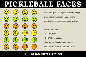 Pickleball Cartoon Faces