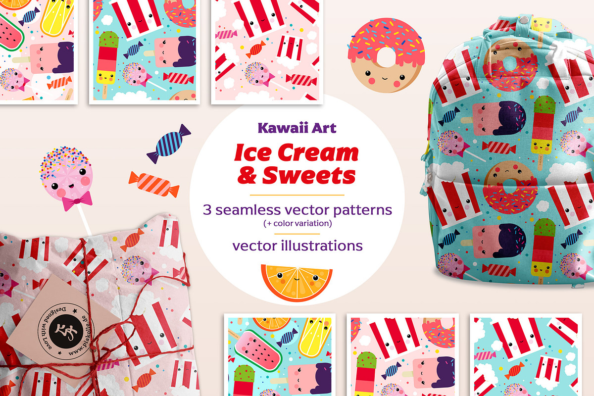 Patterns Kawaii Ice Cream & Sweets, a Pattern Graphic by Pia Kolle (Photo 1 of 6)